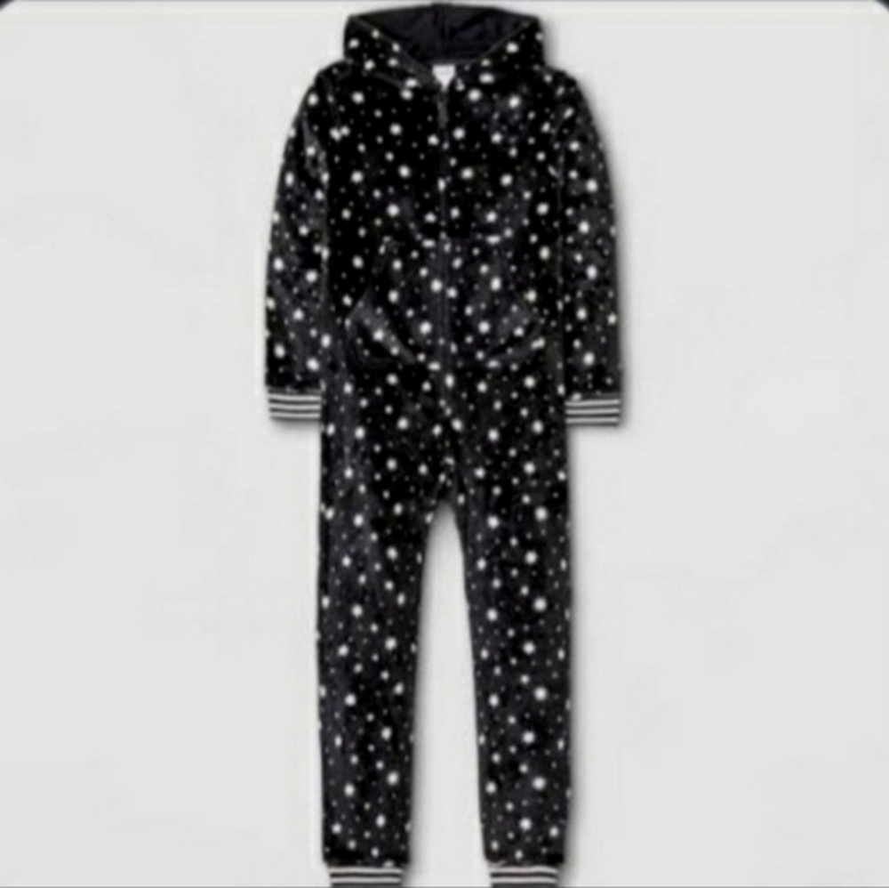Target Art Class Girls Zip‎ Up Hooded  Pajamas Star Pattern PJS Size Small 6/6X